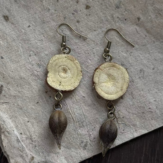 Licorice & Forsythia · Wood Whisper Earrings