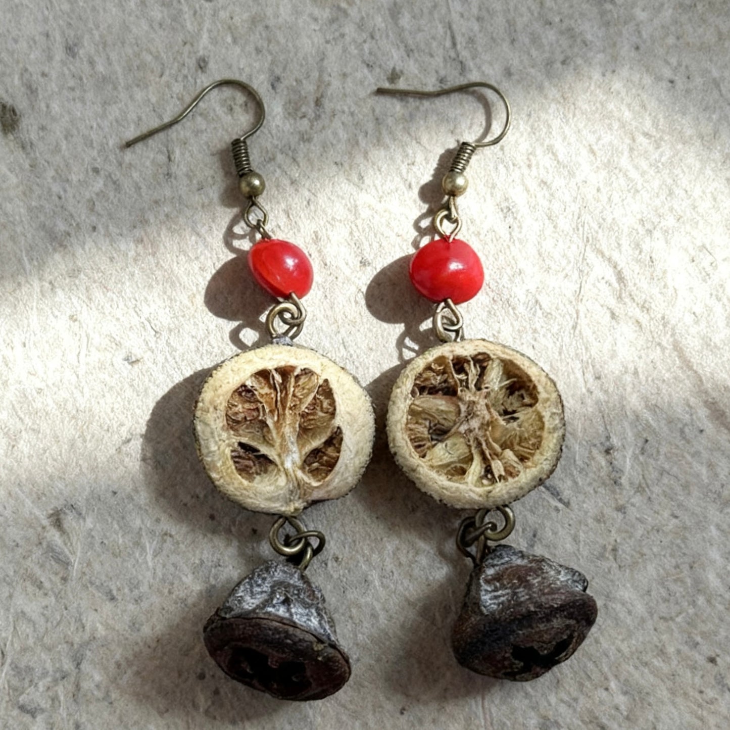 Red Bean & Citrus Echo · Eucalyptus Bell Earrings