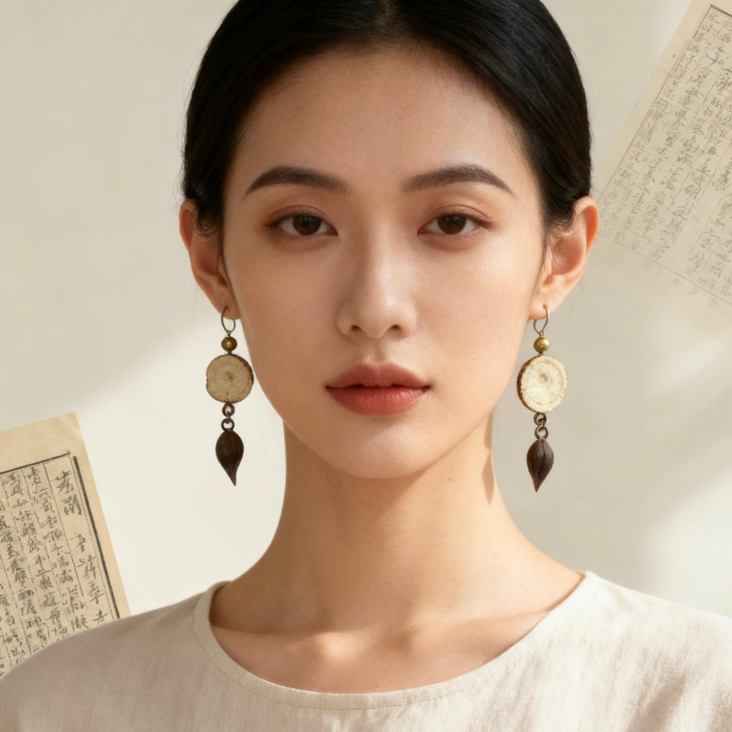 Licorice & Forsythia · Wood Whisper Earrings