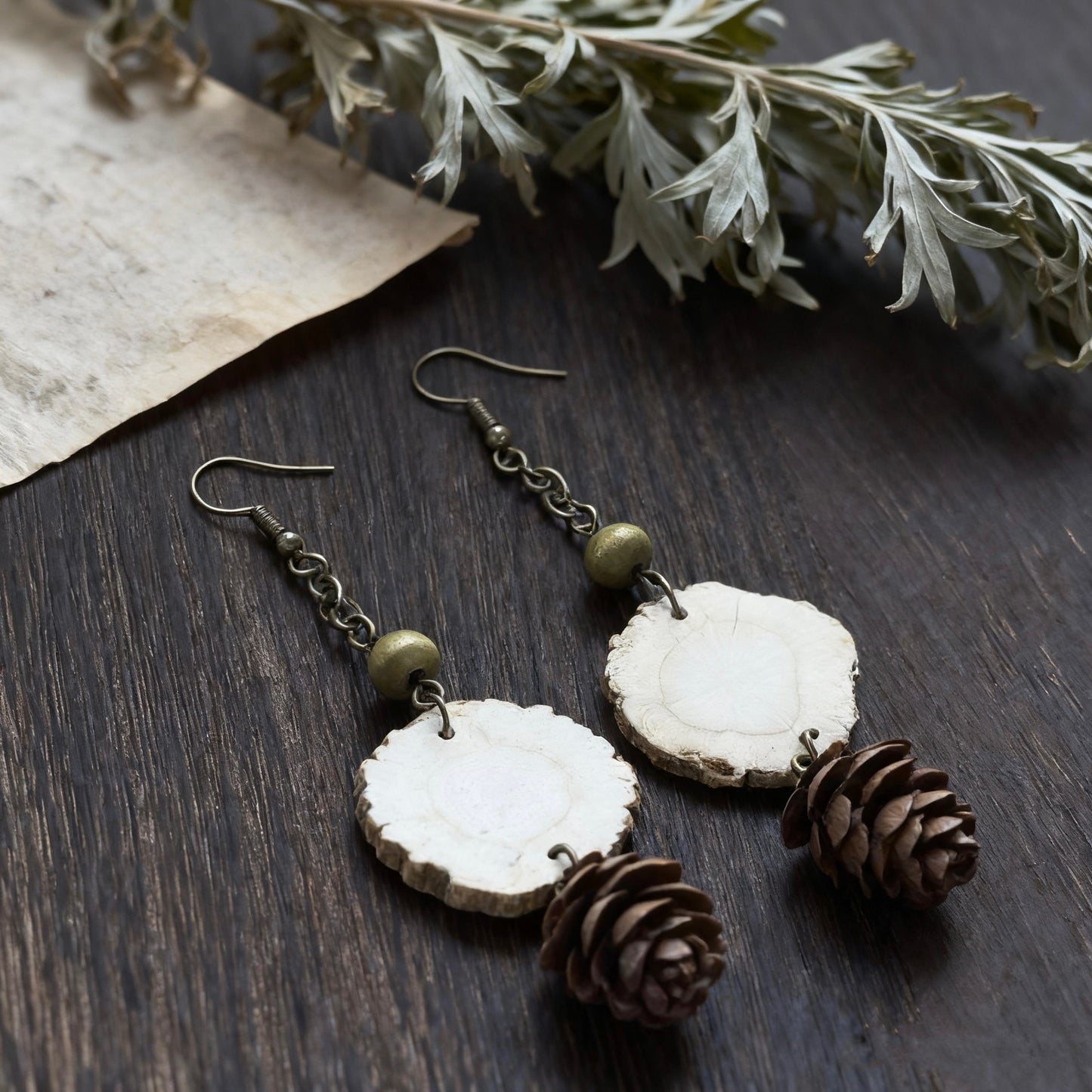 Wooden Breath & Angelica · Pinecone Earrings